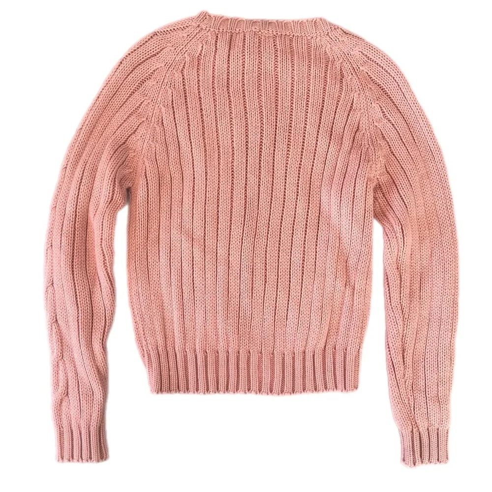 NWT Vintage Pink Cable Knit Acrylic Sweater Tulip Cottagecore PTP 16” app XS